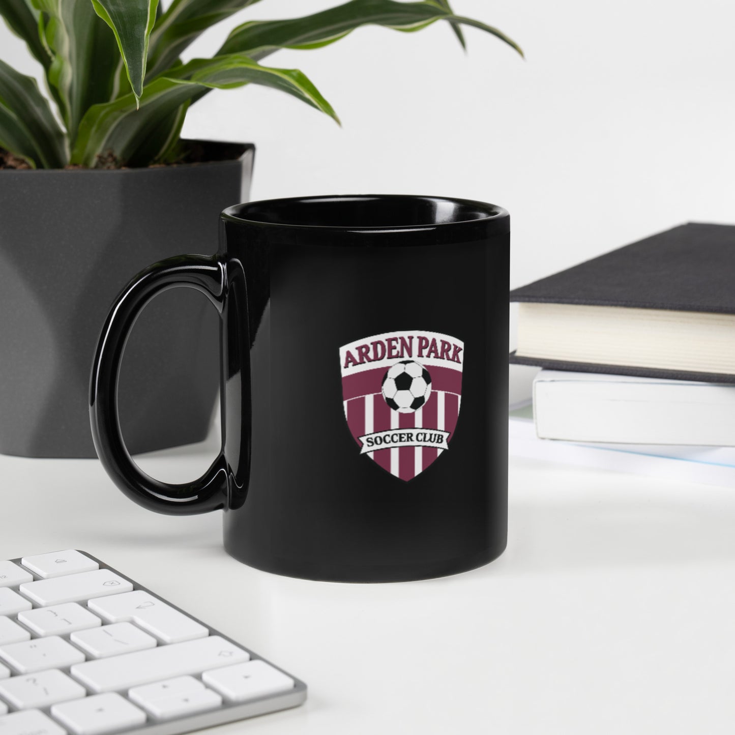 AP Soccer Black Glossy Mug